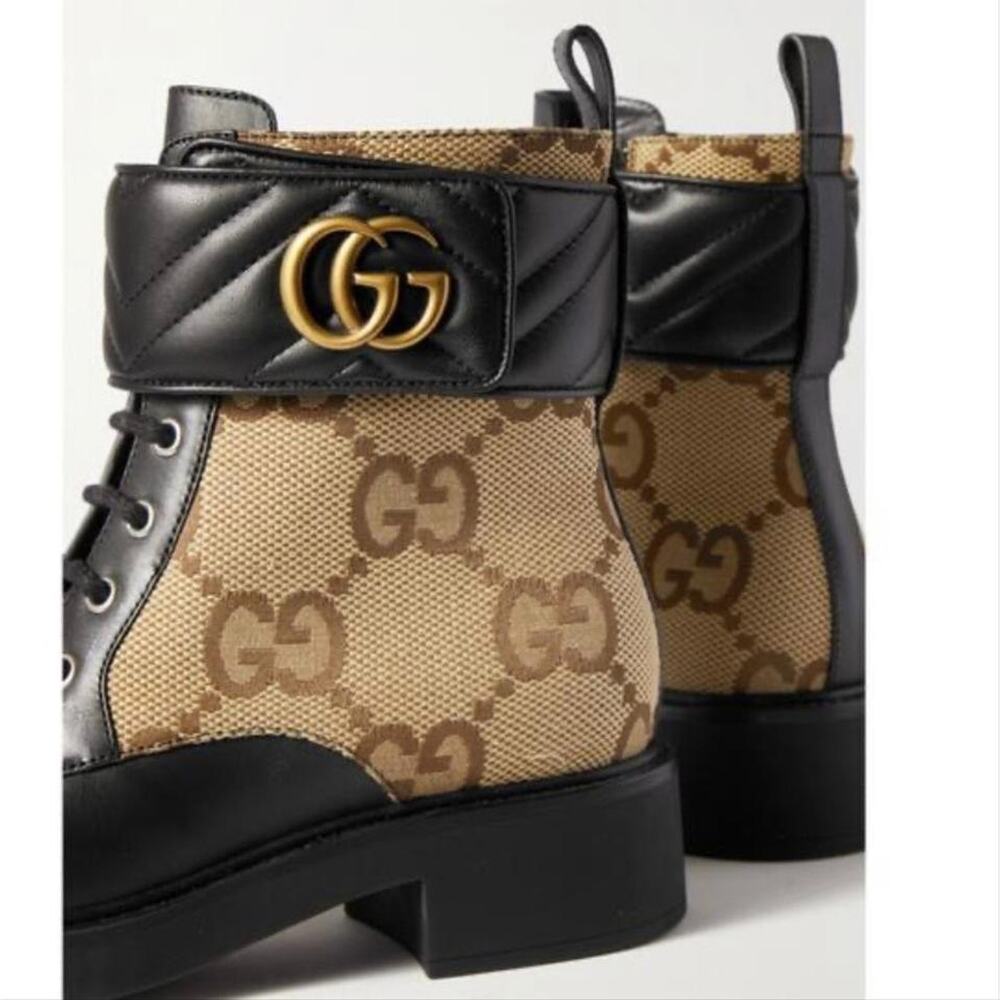 GUCCI Marmont GG logo canvas leather ankle boots - Picture 4 of 4